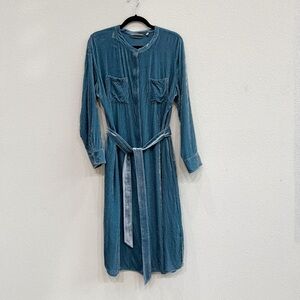 Soft Surroundings Velvet Shirt Dress - New Women | Color: Blue | Size: L